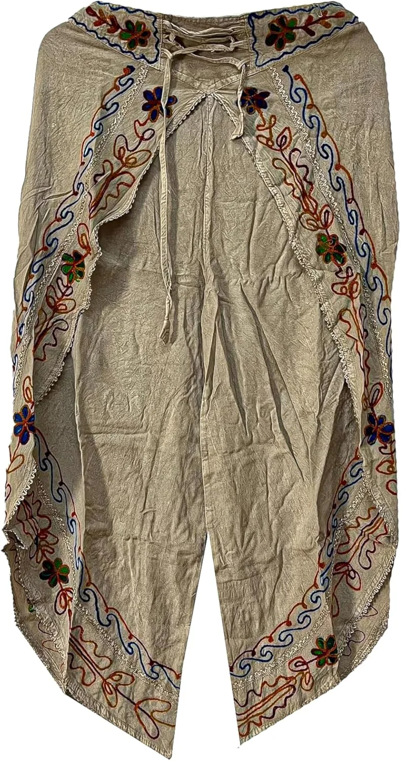 

ETHINUMATIC® Boho Rayon Palazzo Pants – вышитые брюки с боковыми разрезами для женщин