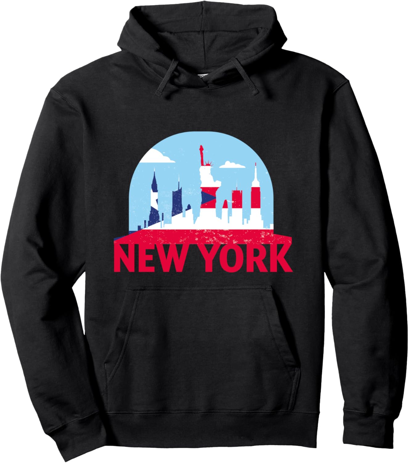 

Худи с силуэтом небоскребов Нью-Йорка, Пуэрто-Рико, США Us United States City Skylines Silhouette Outline, черный