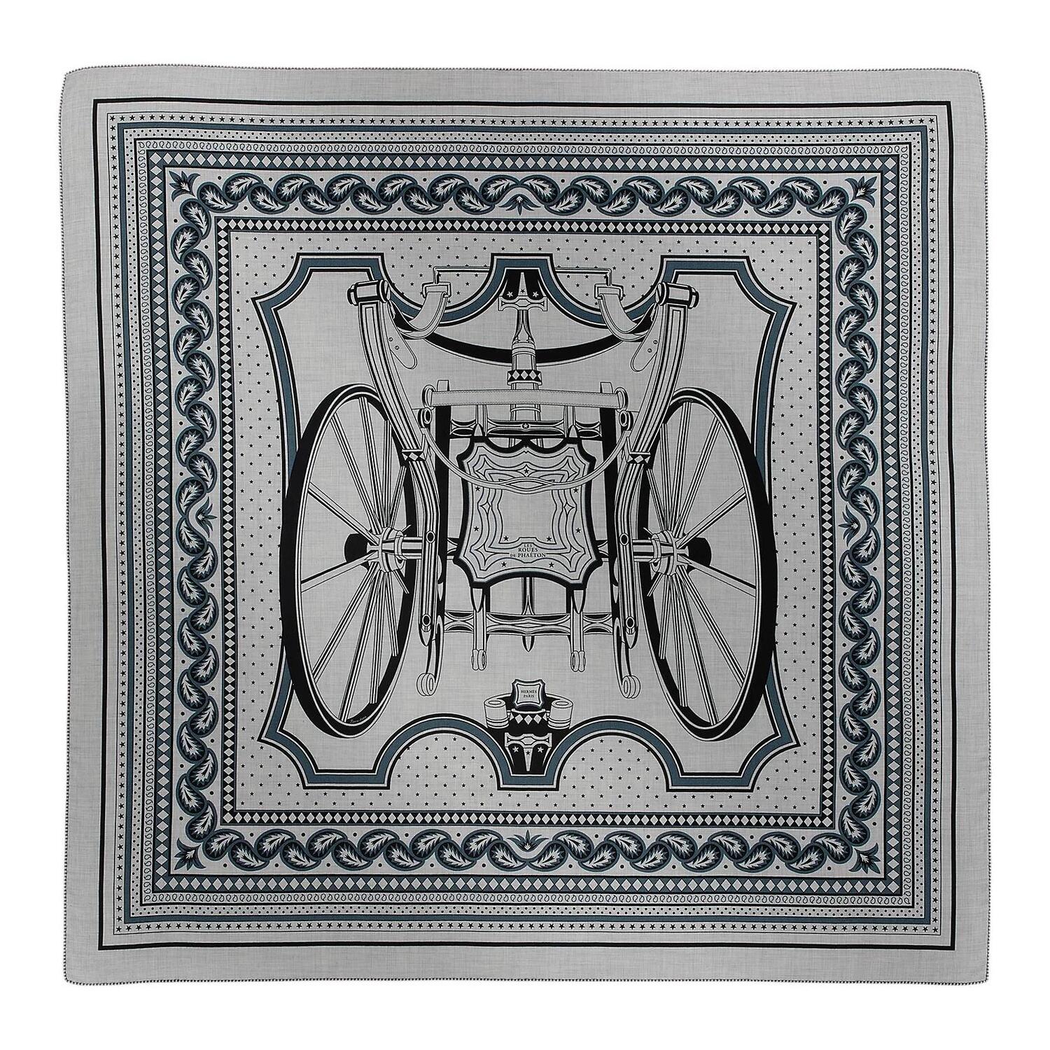 

Кашемировая и шелковая шаль унисекс серого цвета HERMES