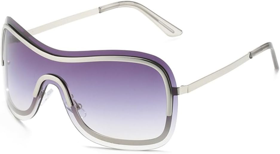 

Модные цельные солнцезащитные очки для женщин, роскошные солнцезащитные очки без оправы, винтажные коричневые с серебристым градиентом, большие женские солнцезащитные очки, L19337 generic, Silver Gray