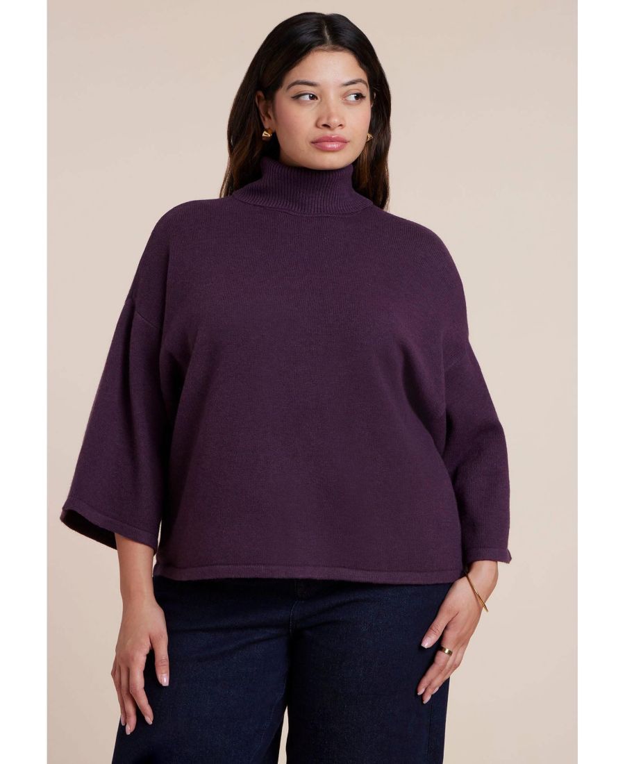 

Женская водолазка свободного кроя с рукавами три четверти ELOQUII, Plum purple