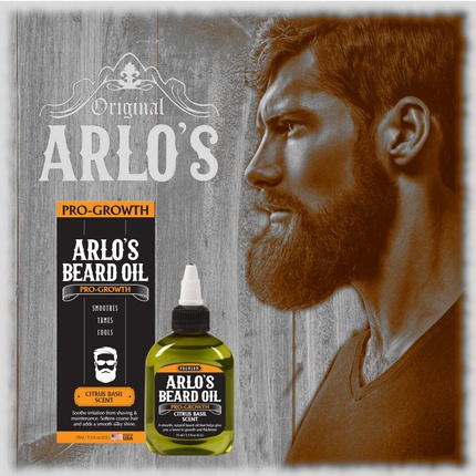 Масло для бороды Pro Growth Beard Oil от Arlo's с ароматом цитрусового базилика, 2,5 унции - способствует росту волос бороды. Arlos — фото 2