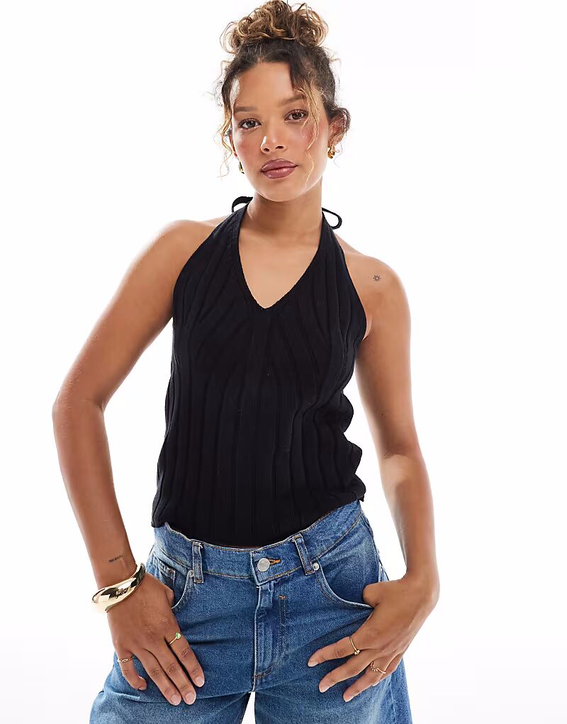 

Топ с широкими резинками ASOS DESIGN черного цвета