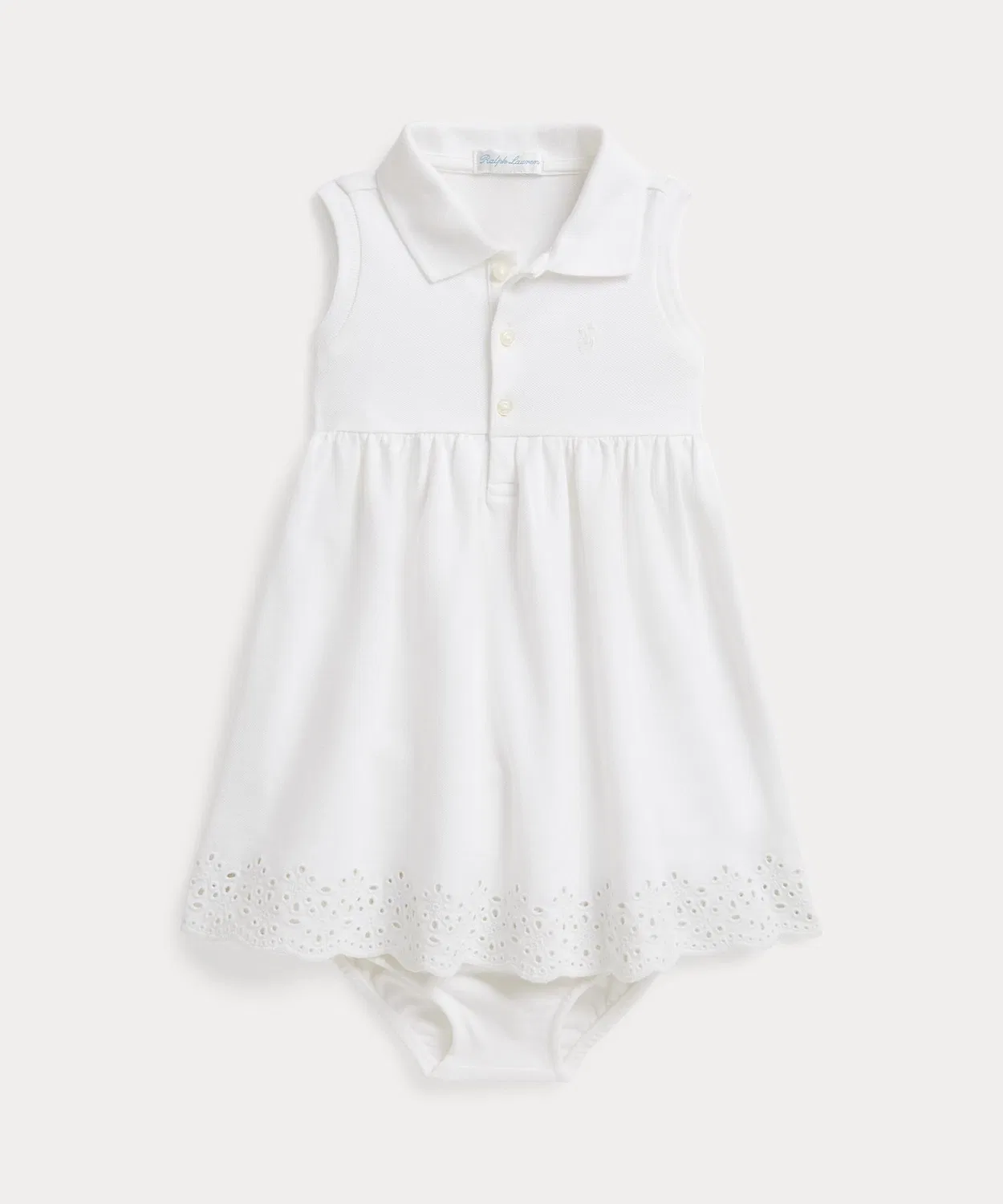 Платье-поло с ажурной вышивкой и шорты Ralph Lauren, белый