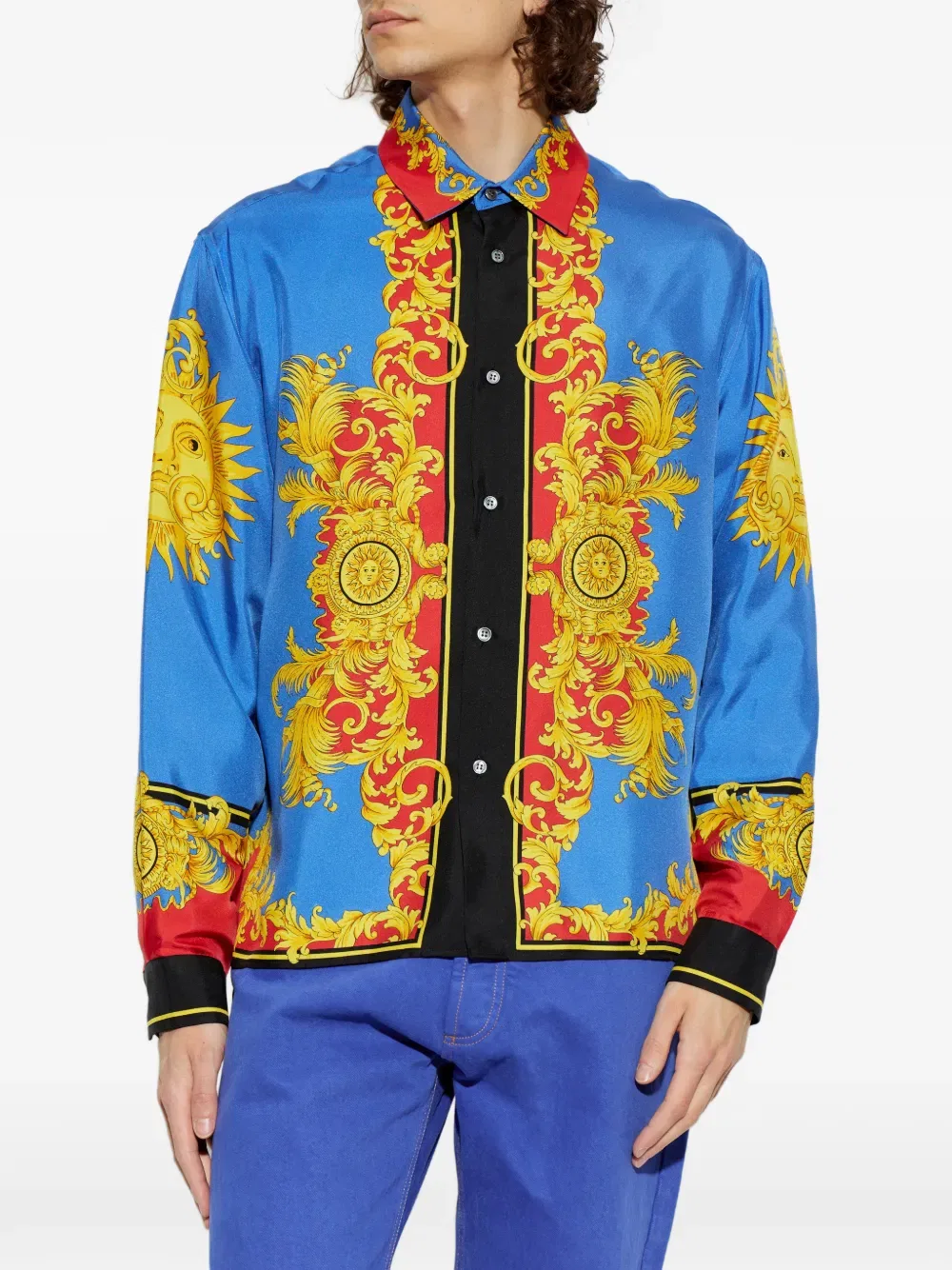 Шелковая рубашка Sun Versace, синий — фото 3