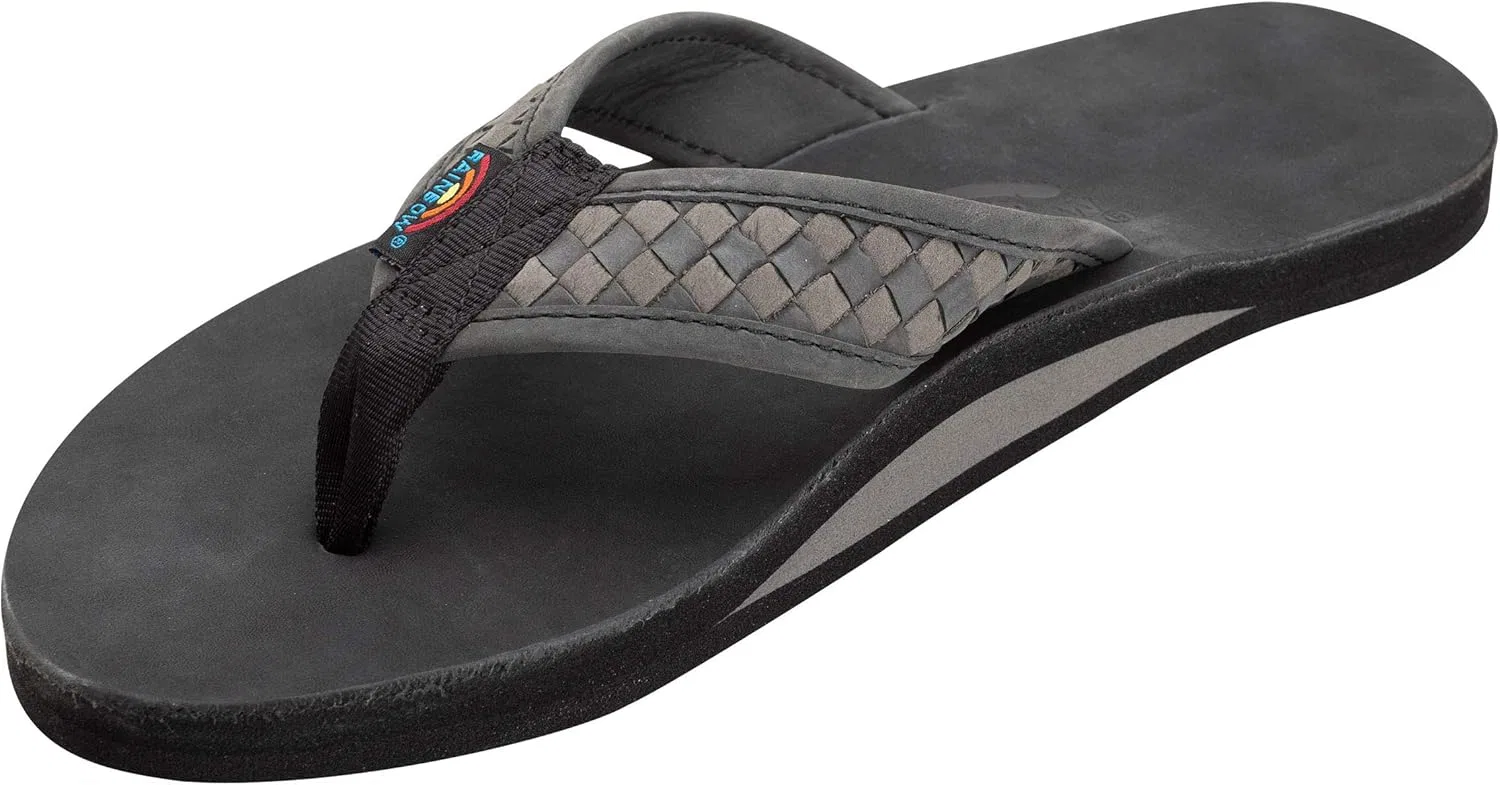 Сандалии из натуральной кожи с ручным плетением Bentley Black/Grey Rainbow Sandals