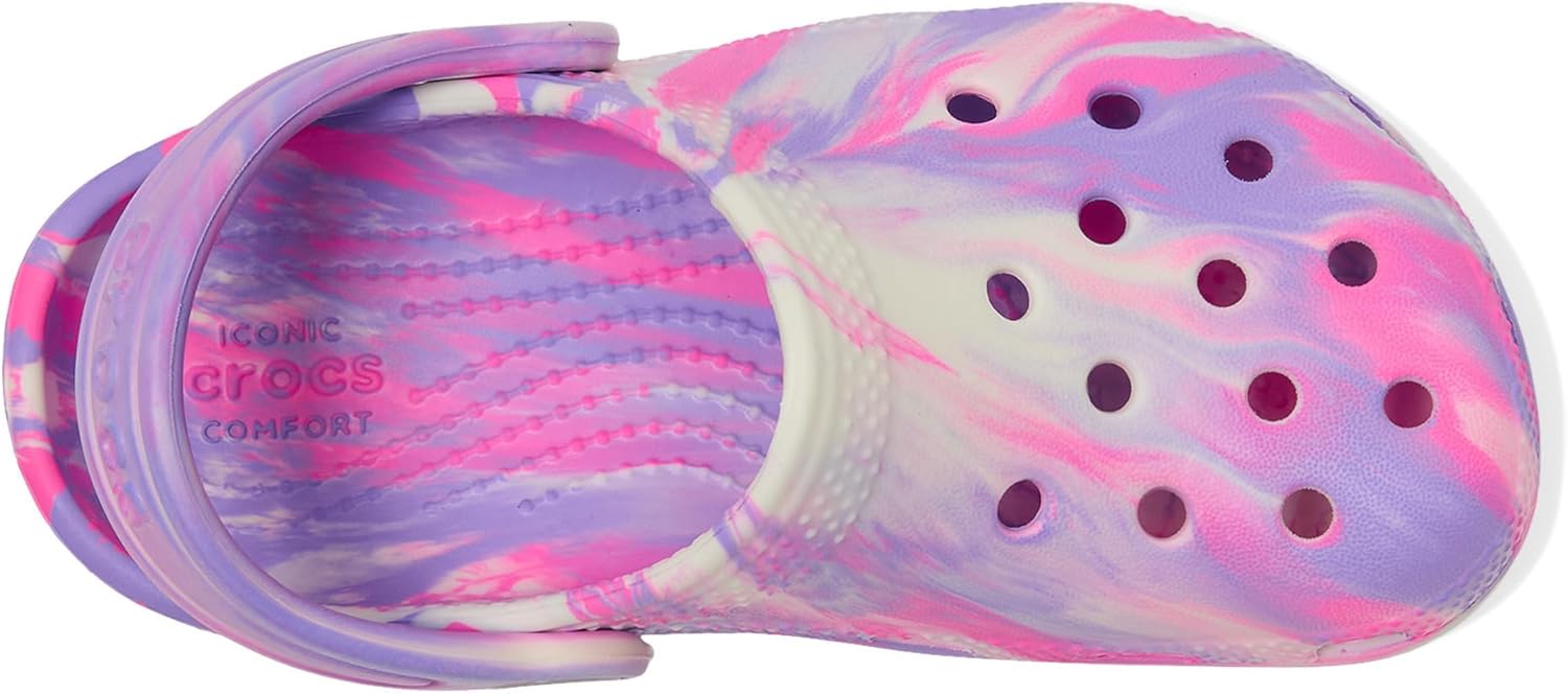 Детские сабо Crocs унисекс, классические, с мраморным рисунком, акварельным рисунком, размер K, розовый — фото 2