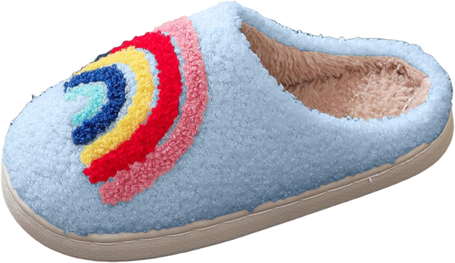 

Детские хлопковые тапочки с мультяшным принтом для мальчиков и девочек, удобные зимние теплые нескользящие домашние тапочки для дома и улицы Iwihmiv, небесно-голубой