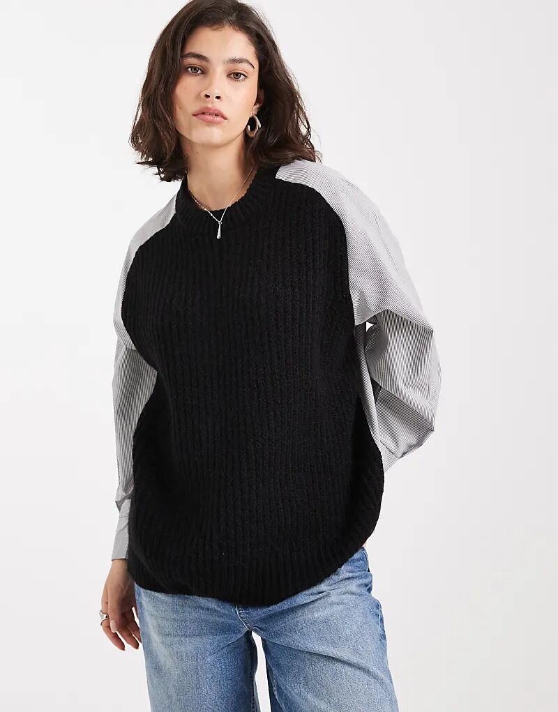 

Вязаный джемпер ASOS DESIGN черного цвета из комбинированной ткани