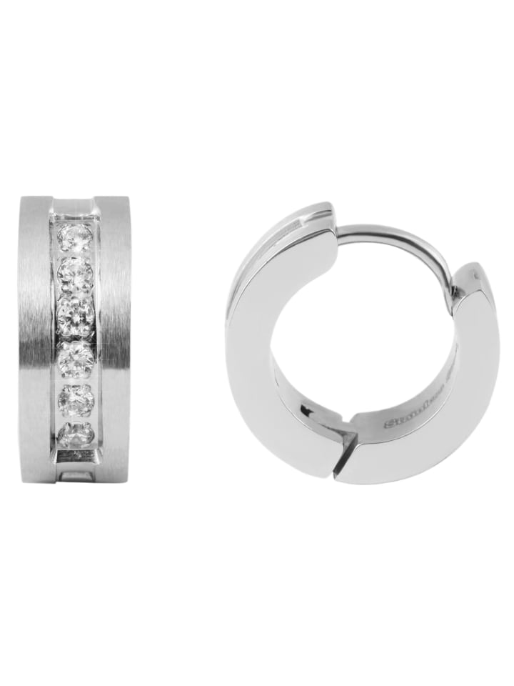 

Adeliás Женские серьги - Серьги-кольца из нержавеющей стали со стразами серебристого цвета