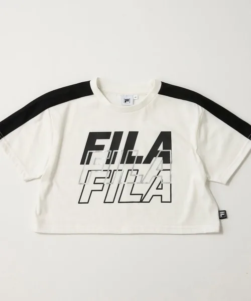Детская футболка FILA с логотипом, укороченная, белая
