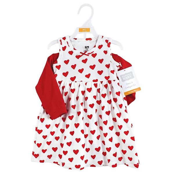 Комплект из платья и кардигана для девочки, red hearts Hudson Baby — фото 2