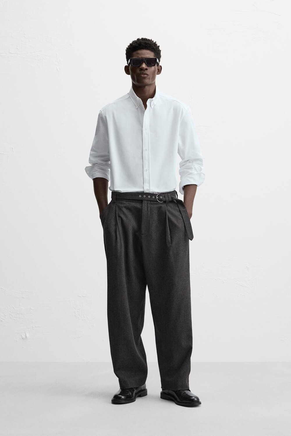 

Компактная оксфордская рубашка ZARA, белый