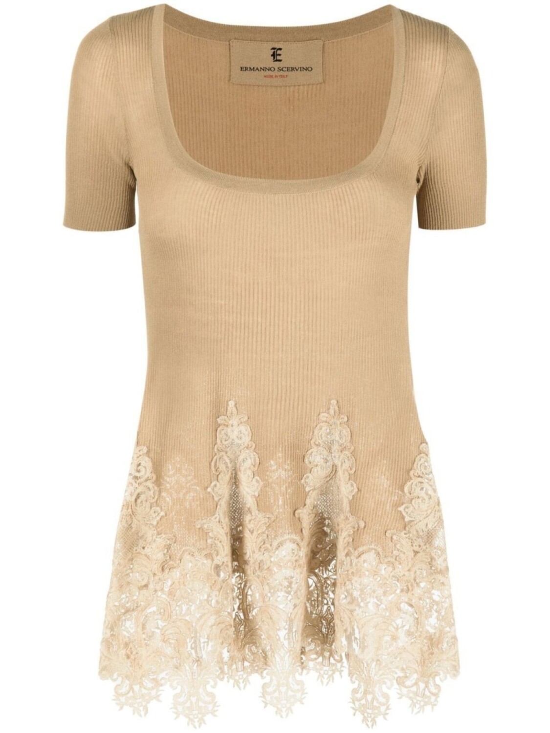 

Блузка с кружевом Ermanno Scervino, нейтральный цвет