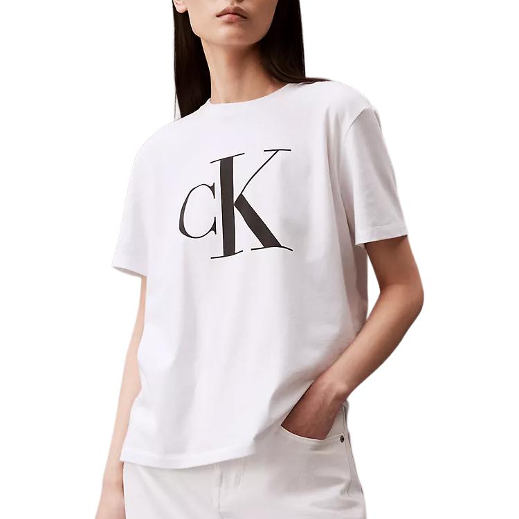 Футболка CALVIN KLEIN женская ярко-белая, BAE-космический черный — фото 2