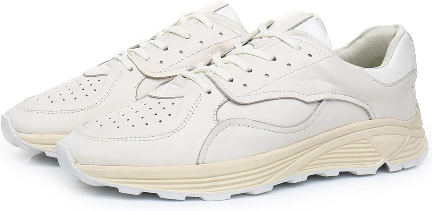 

Мужские кроссовки Santimon, мода, повседневные, для ходьбы, удобные, современные, дышащие, с противоскользящей подошвой, из натуральной кожи, плоские кеды, двухцветные дерби, белый