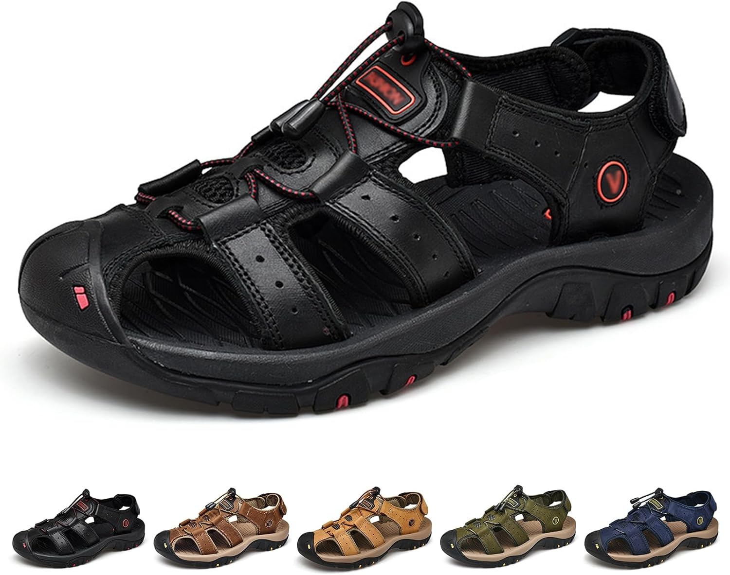 

Мужские спортивные сандалии bumuam, закрытые сандалии для воды, спортивные прогулочные туфли с регулируемыми ремешками, легкие дышащие противоскользящие, черный