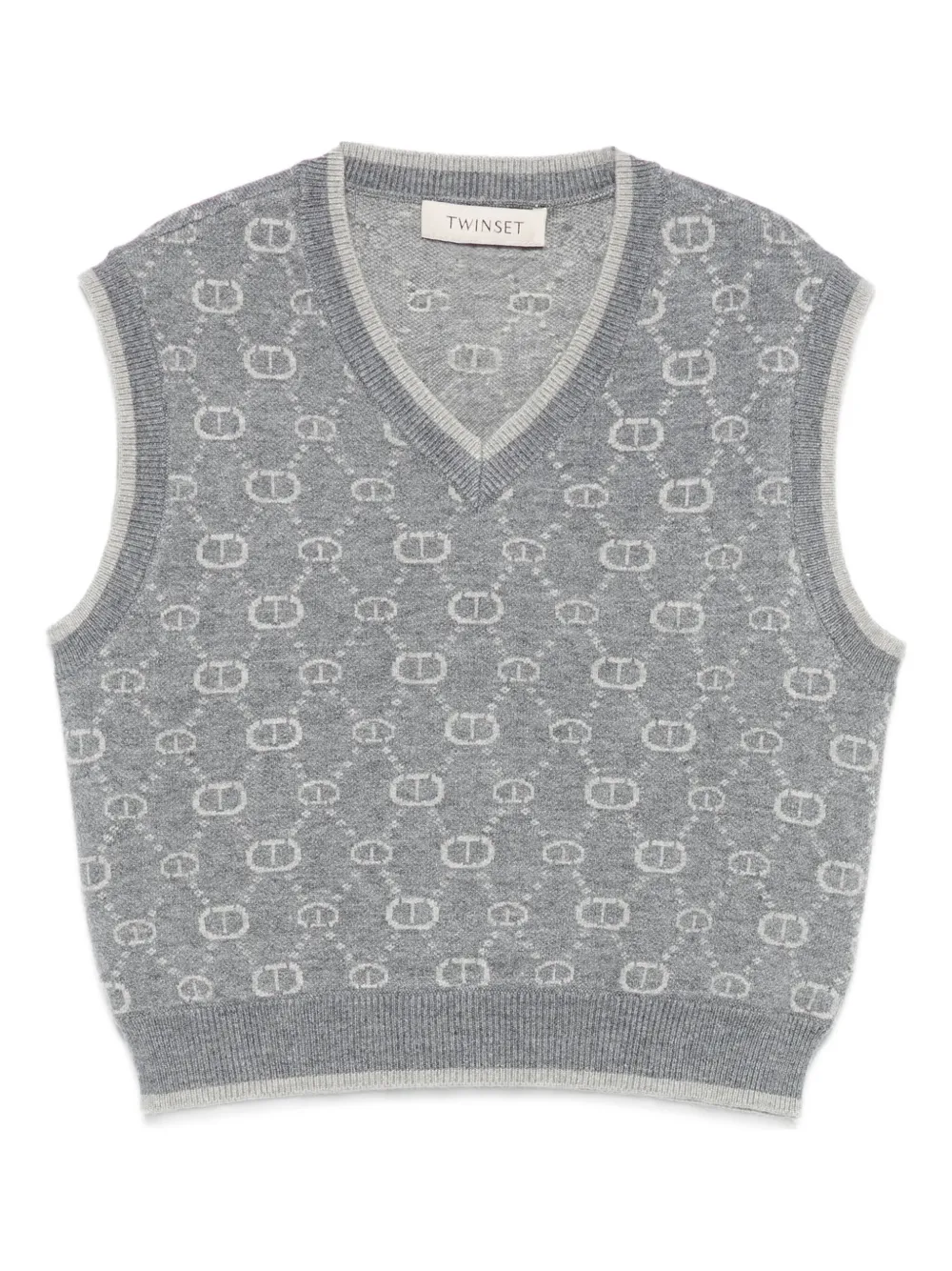 

Жаккардовый жилет Oval T Twinset Kids, серый