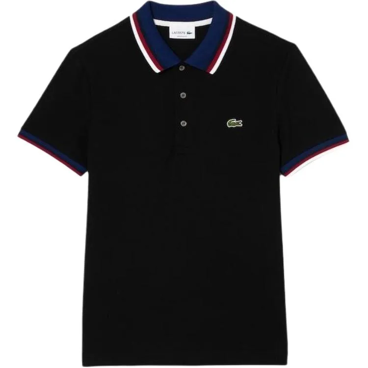Футболка поло с вышитым логотипом LACOSTE, 031/черный