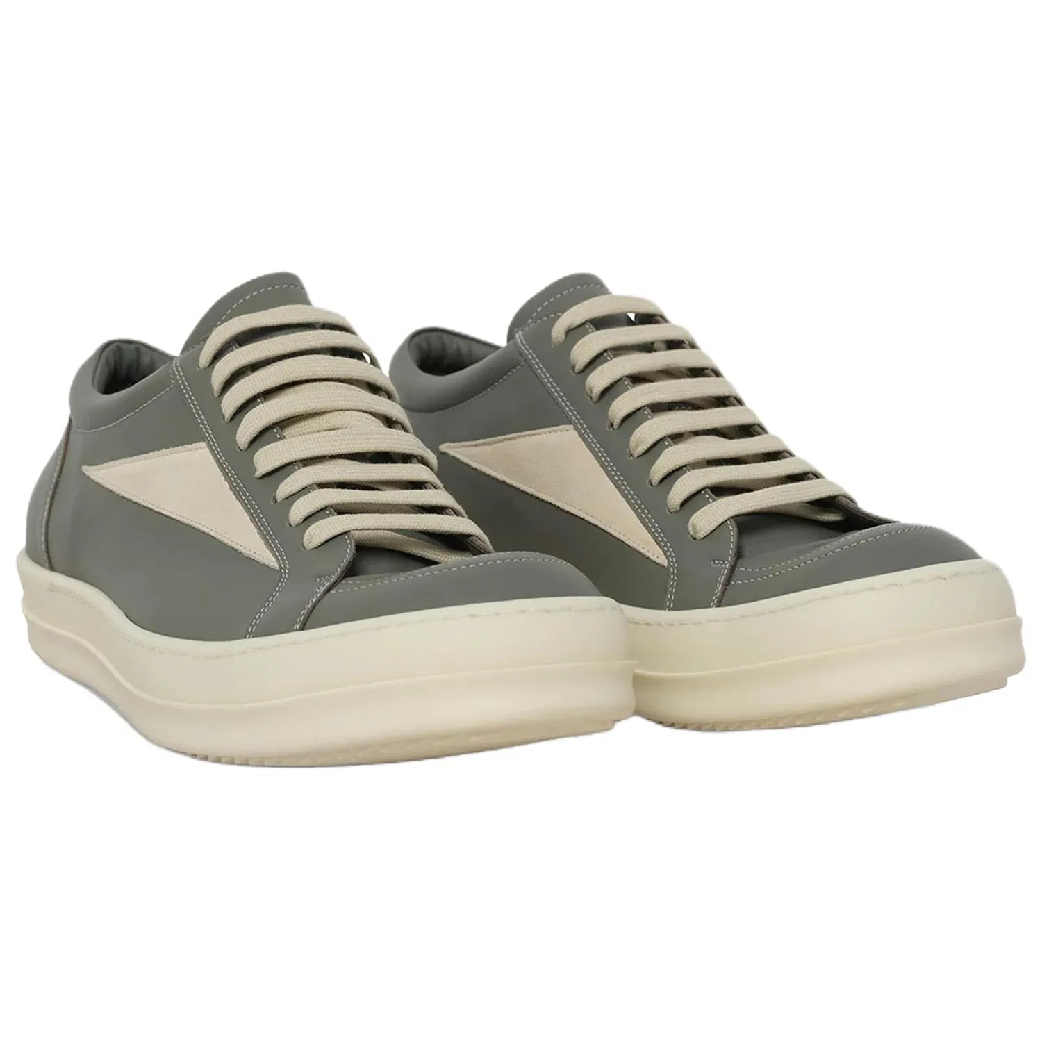 Кроссовки кожаные RICK OWENS /RO Low Gray Green — фото 4