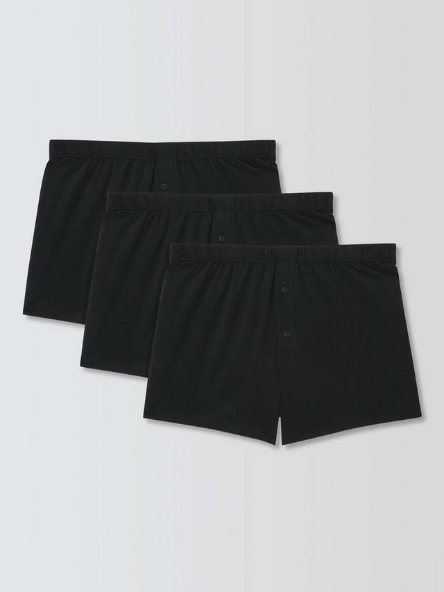 

Органик боксеры из хлопкового джерси на пуговицах John Lewis, Pack of 3, Black