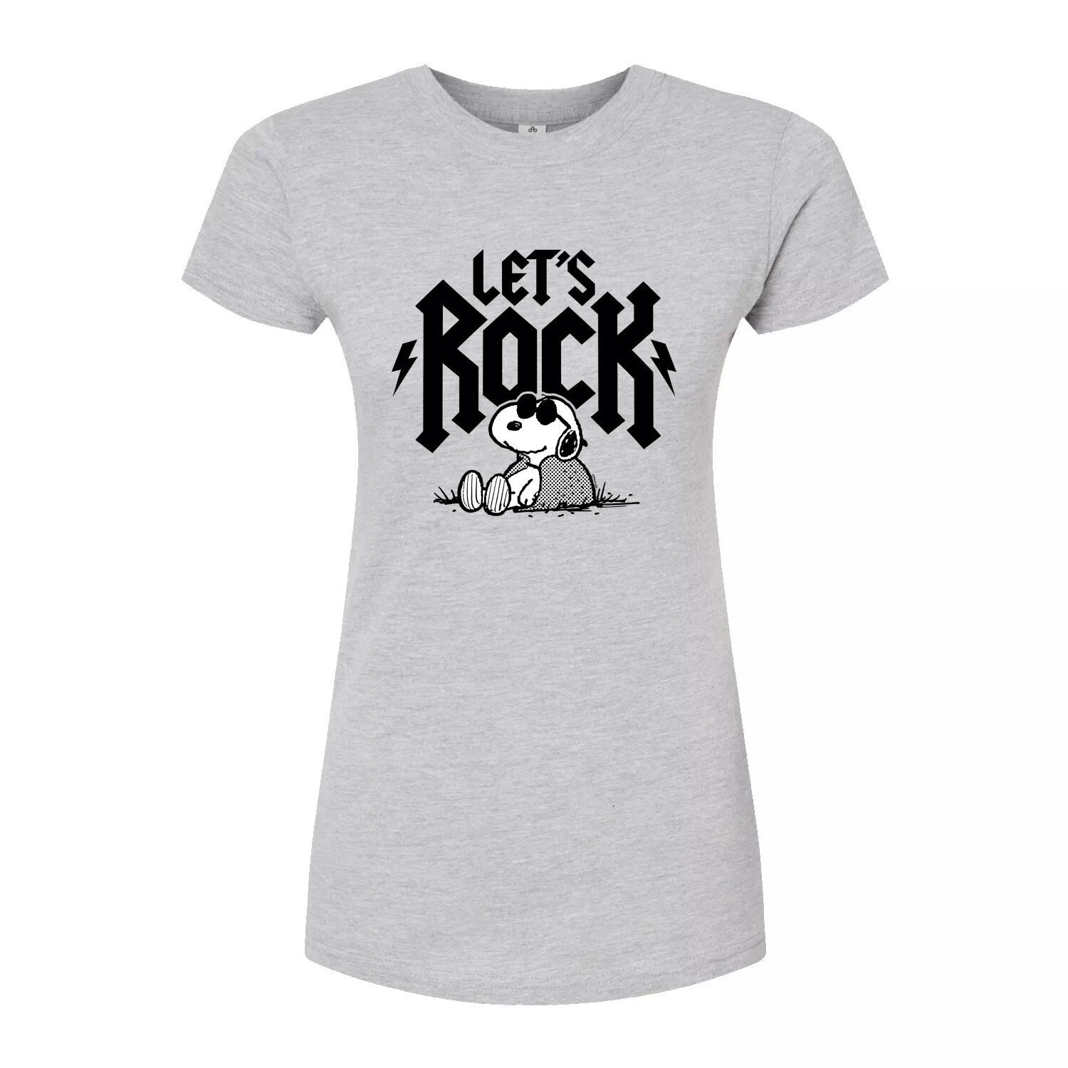 

Детская футболка Peanuts Charlie Brown & Snoopy Lets Rock с графическим рисунком Licensed Character, серый