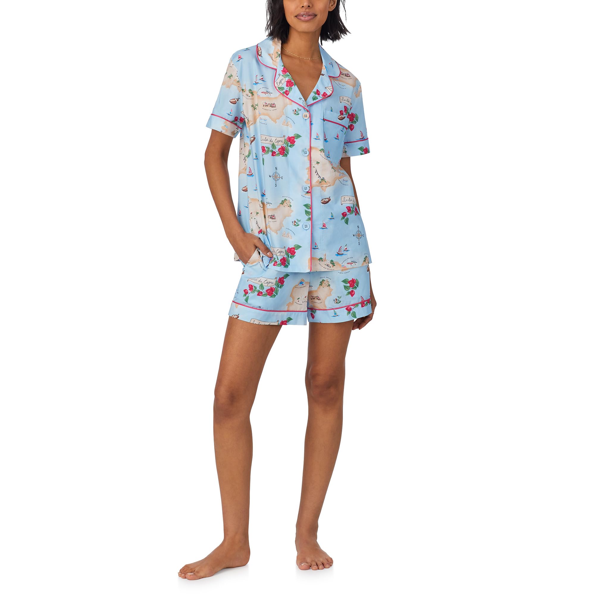 

Пижама Bedhead PJs Cotton Woven Short Sleeve Boxer Pj Set, Ciao Capri