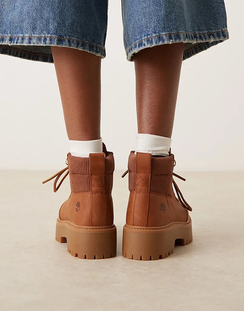 Ботинки Timberland Stone Street на платформе со шнуровкой из коричневого нубука — фото 3