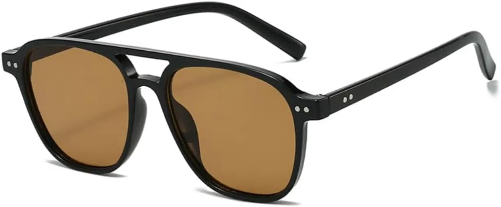 

Мужские солнцезащитные очки Retro Rivets с двойной перемычкой, модные женские солнцезащитные очки класса люкс с защитой от УФ-излучения UV400 UATXTAU, Black Tea