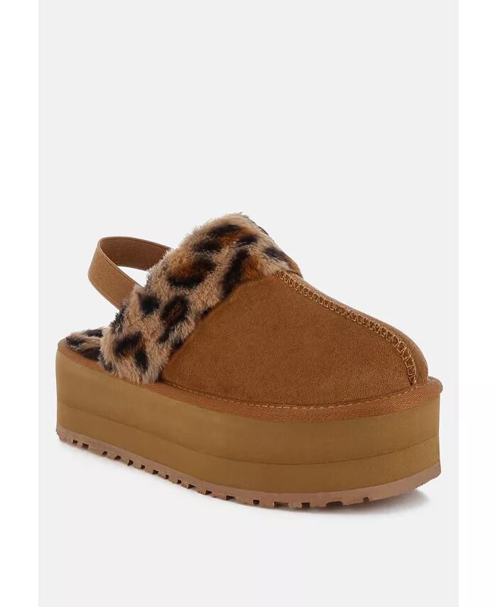 Туфли-лодочки Kutchu Leopard Faux Fur Platform Classic Slingback London Rag, коричневый/бежевый — фото 3