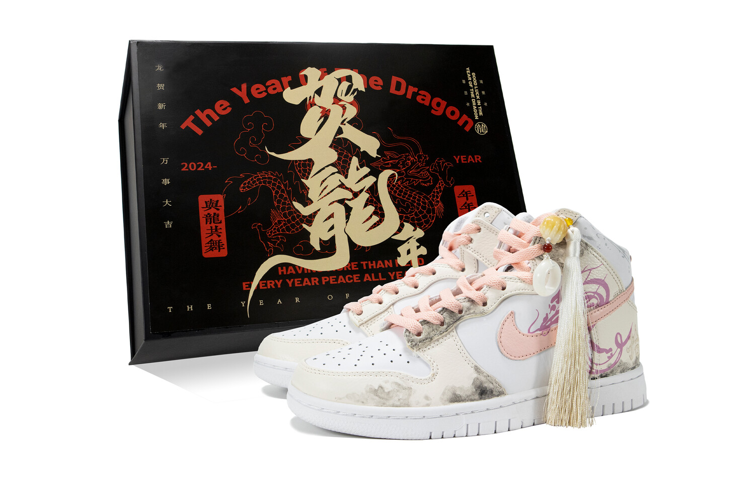 

Кроссовки для скейтбординга Dunk унисекс с высоким верхом белый/розовый Nike
