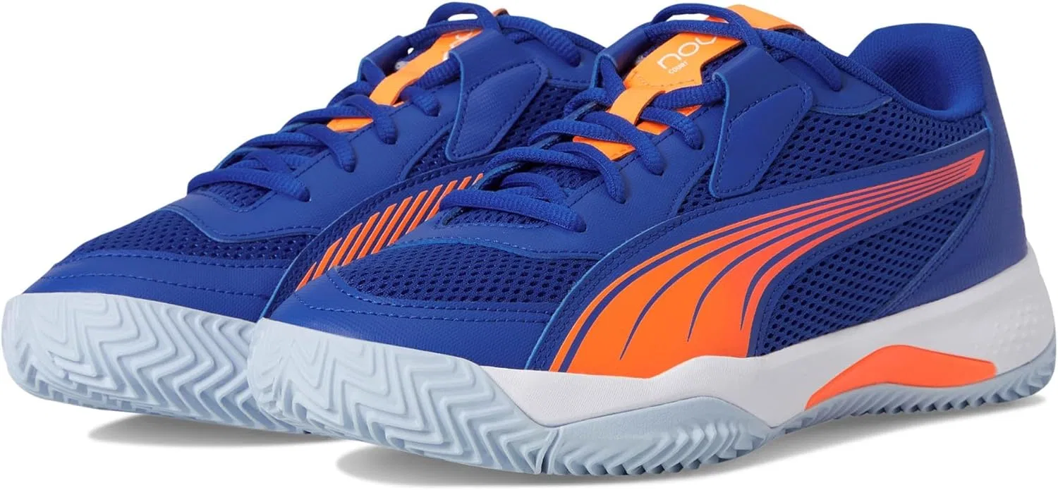 Кроссовки для пиклбола PUMA Nova Court, Vivid Blue-heat Fire-puma White-glowing Red