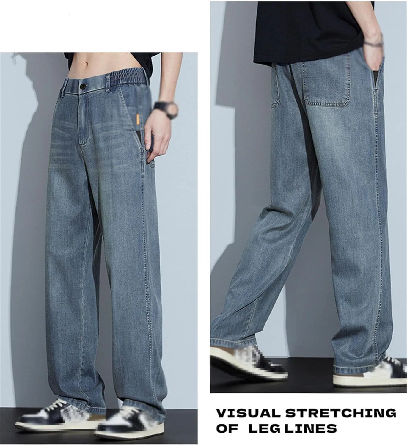 Джинсы, широкие, Men's Baggy Jeans, Black — фото 4