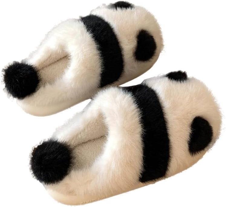 

Милые тапочки-панды для женщин и мужчин, пушистые тапочки, милые женские тапочки, теплые мягкие домашние тапочки Plonme, белый