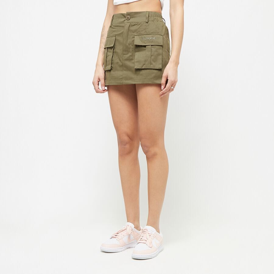 

Мини-юбка из хлопкового твила в практичном стиле Sixth June, цвет khaki