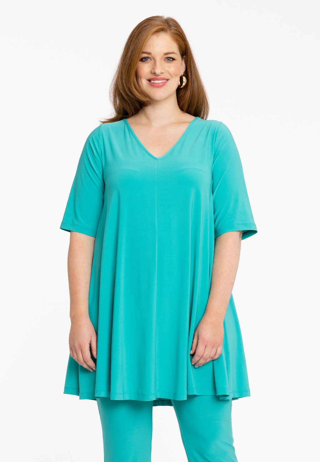 

Базовая футболка TUNIC V NECK YOEK, бирюзовый