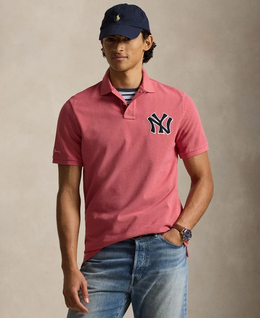 Мужская сетчатая рубашка-поло с логотипом Yankees Polo Ralph Lauren, Adirondack Berry