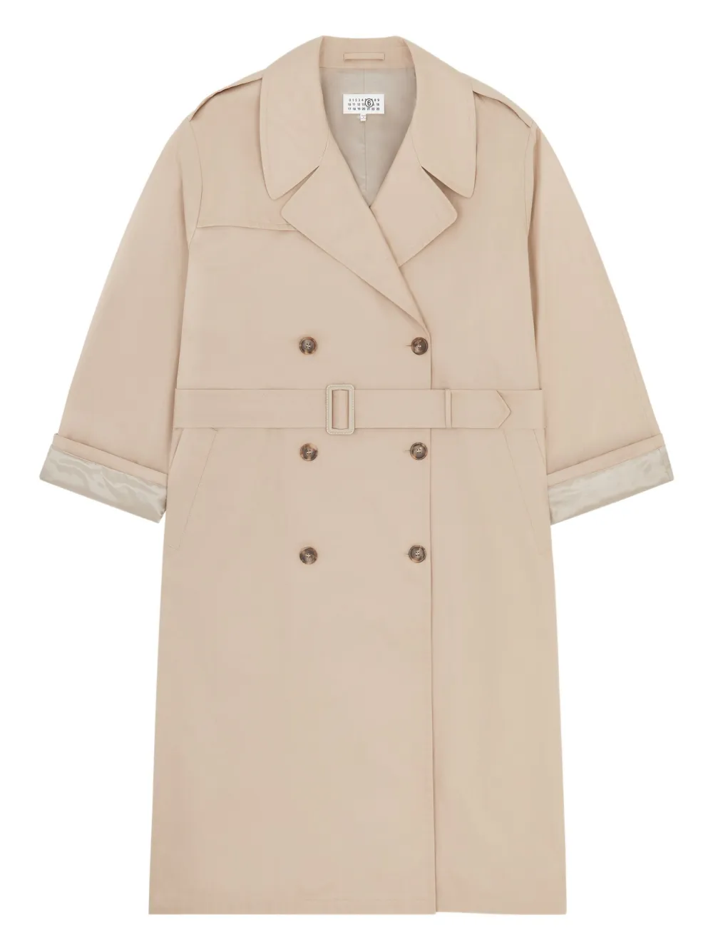 

Двубортный тренч с поясом MM6 Maison Margiela, нейтральный