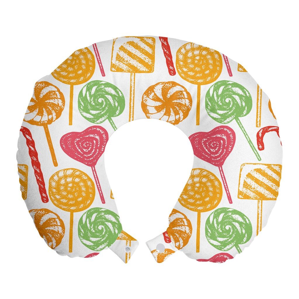 

ABAKUHAUS Candy Cane Travel Подушка для шеи, эскиз кондитерских изделий, пенопластовые дорожные принадлежности для самолета и автомобиля, 30х30 см, белый оранжевый и темно-коралловый