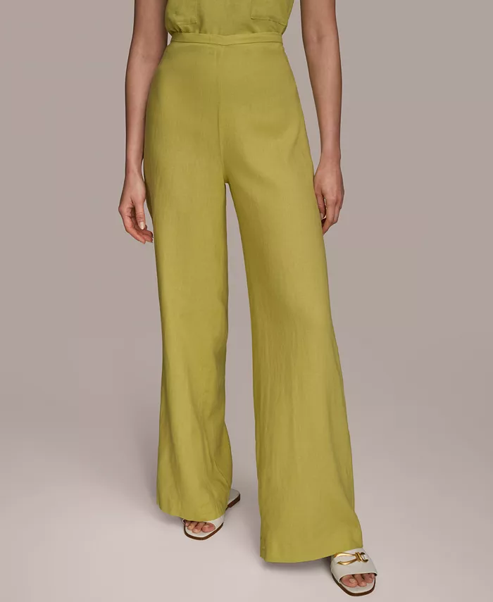

Женские льняные брюки свободного кроя Donna Karan New York, зеленый