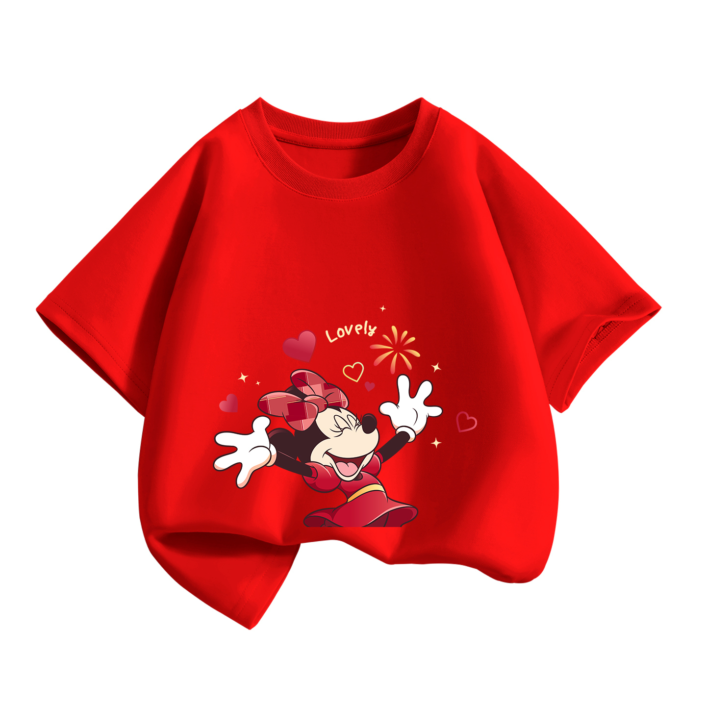 

Детская футболка с круглым вырезом, средней толщины Disney, di kaixini_lower красный