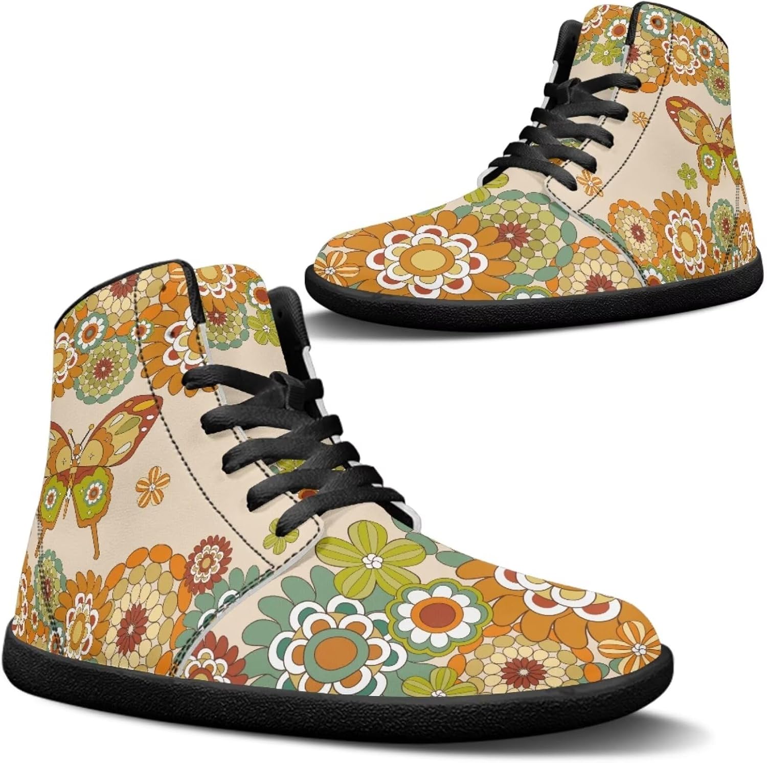 

Кроссовки Jeiento для мужчин и женщин с высоким верхом, босоножки, хиппи, с цветочным узором, на шнуровке, модная обувь, Butterfly Boho Mandala