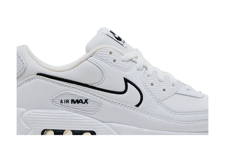 Кроссовки Nike Air Max 90 'White Black Outlined Swoosh', белый — фото 3