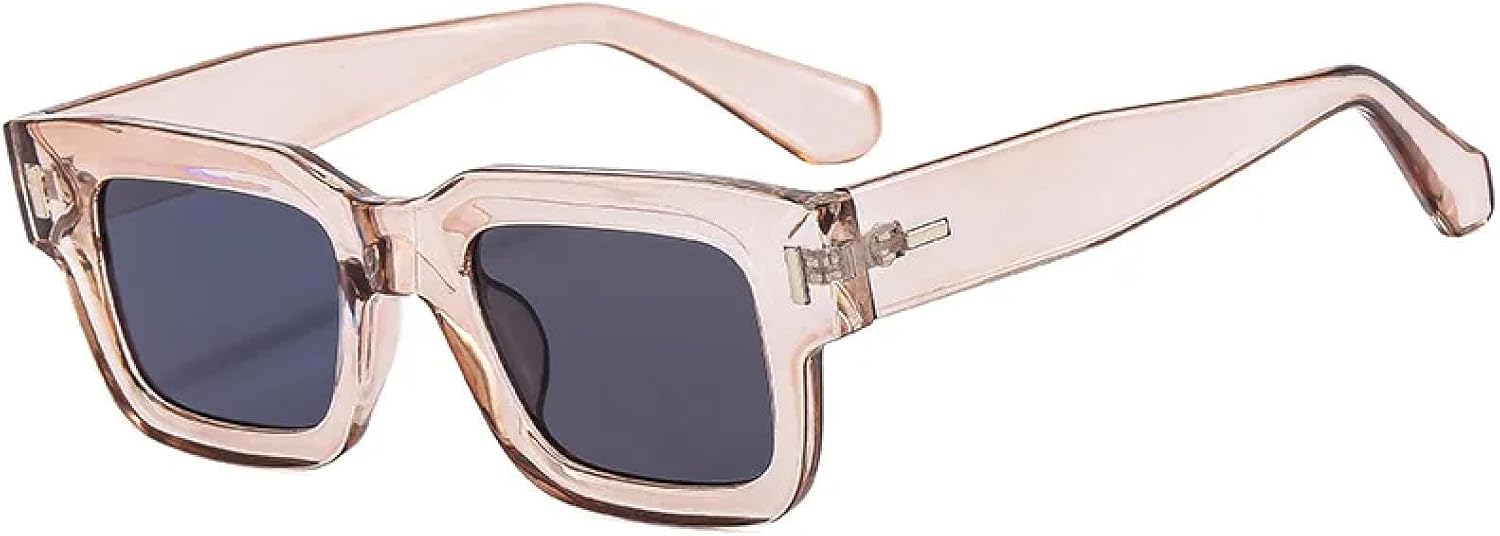 

Ретро солнцезащитные очки для женщин и мужчин, модные очки в прозрачной оправе, мужские солнцезащитные очки с защитой от УФ-излучения UV400 и заклепками TVTBBVV, Champagne Gray