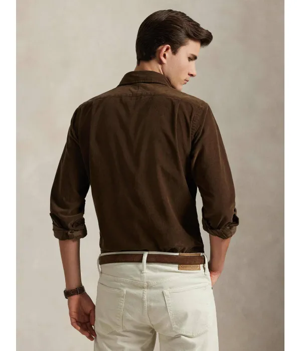 Вельветовая рубашка Slim fit Polo Ralph Lauren, коричневый — фото 3