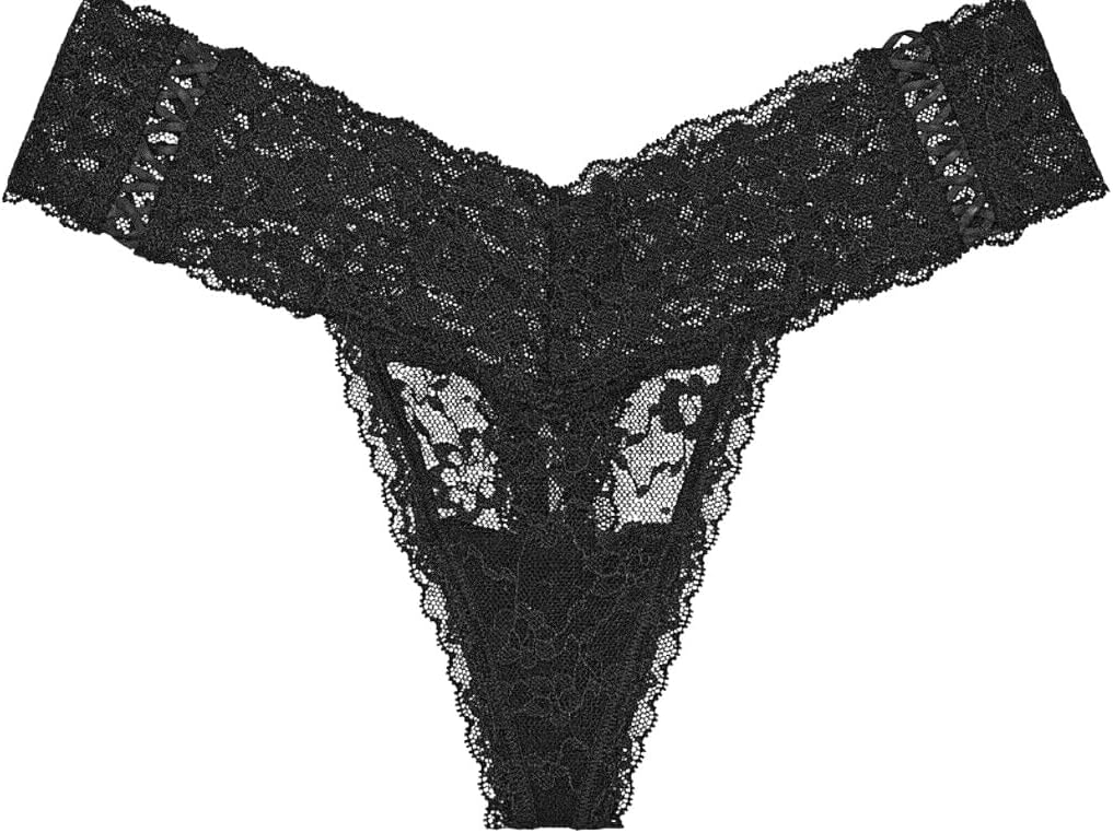 Victoria's Secret кружевное стринги с шнуровкой, цвет Black, новое — фото 3