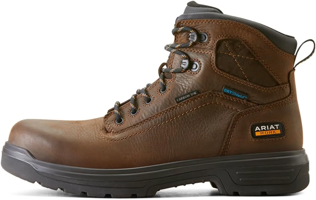 Мужские рабочие ботинки ARIAT Turbo 6” с водонепроницаемым верхом и углеродным носком - прочная кожа, коричневый — фото 3