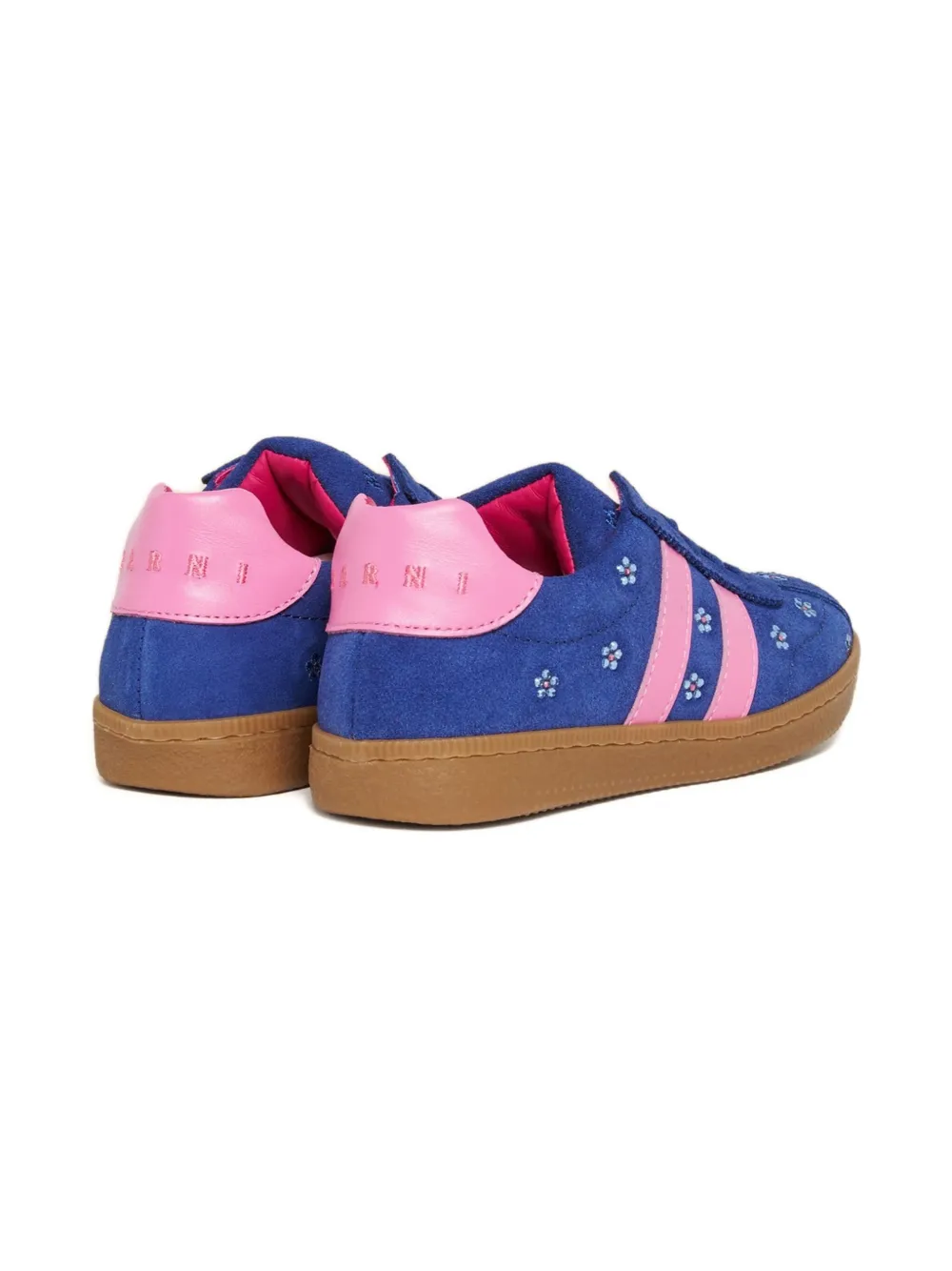 Кроссовки с цветочной вышивкой Marni Kids, синий — фото 3