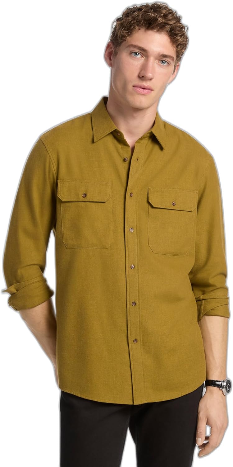 

Michael Kors мужская классическая фланелевая рубашка с длинным рукавом и двумя карманами, Pistachio Heather