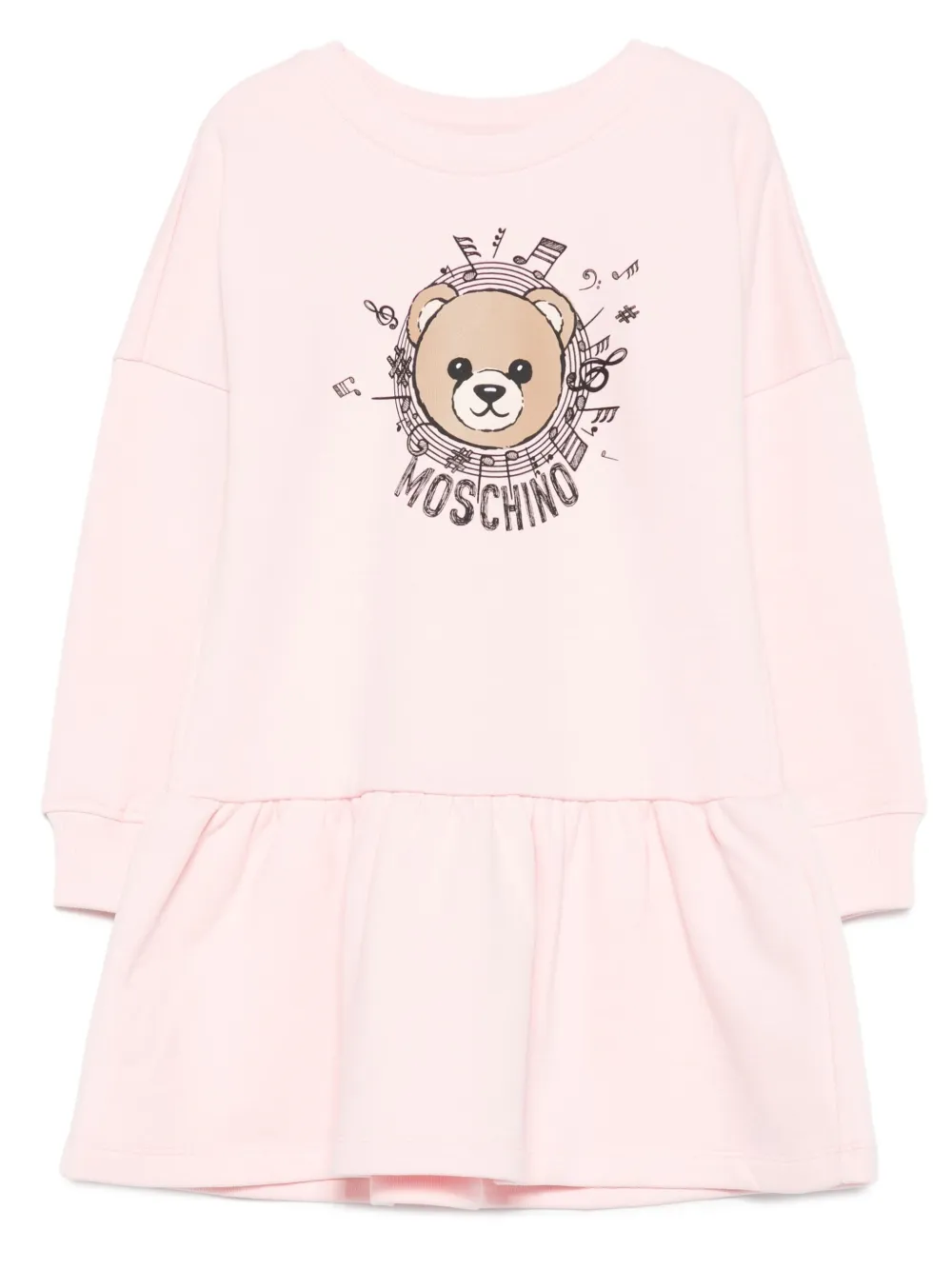 

Платье с оборками и принтом «Медвежонок Тедди» Moschino Kids, розовый